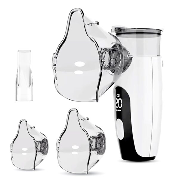 Q DEVICES Portable Mesh Nebulizer, Adaptable for Kids and Adults, Single Button, Battery Powered, Handheld, Rechargeable