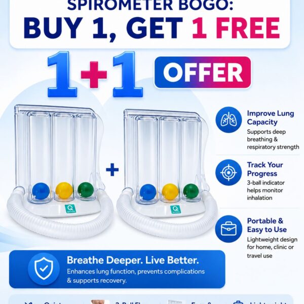 Q Devices 3-Ball Incentive Spirometer – Buy 1 Get 1 FREE | Lung Exercise & Respiratory Therapy Device